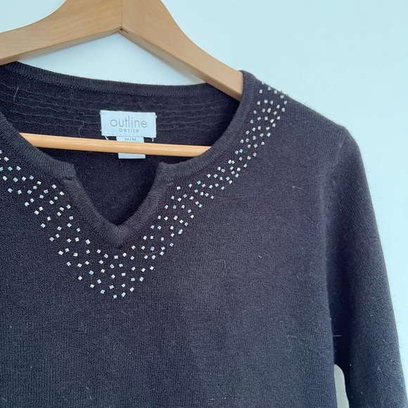 5/20$ Outline Black Sweater with Studded Neckline - Picture 4 of 5